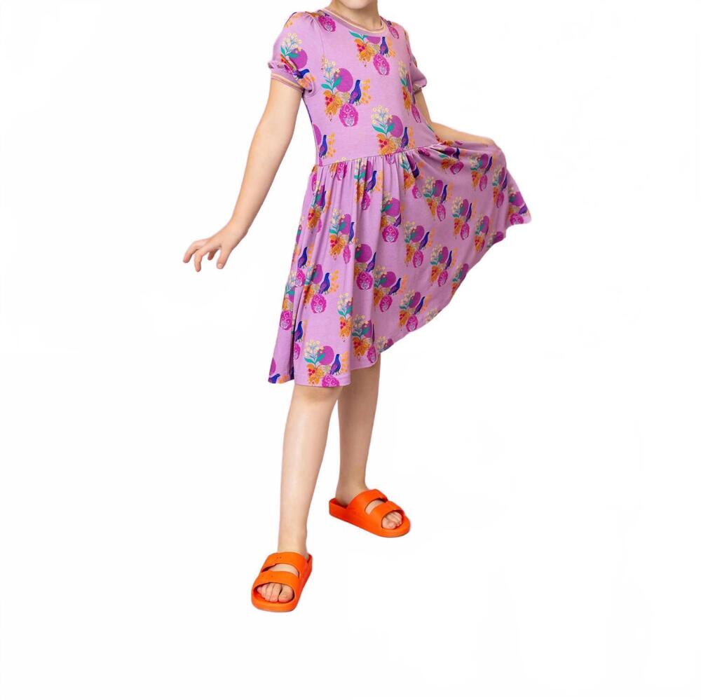 NEW OILILY girl's djerry bird and fruit dress in purple